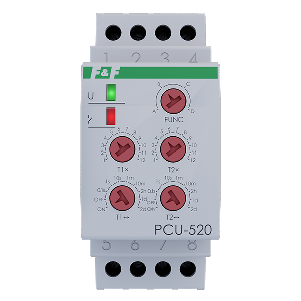 Przekaźnik czasowy 2P 8A 0,1sek-576h 230V AC wielofunkcyjny PCU-520 – F ...
